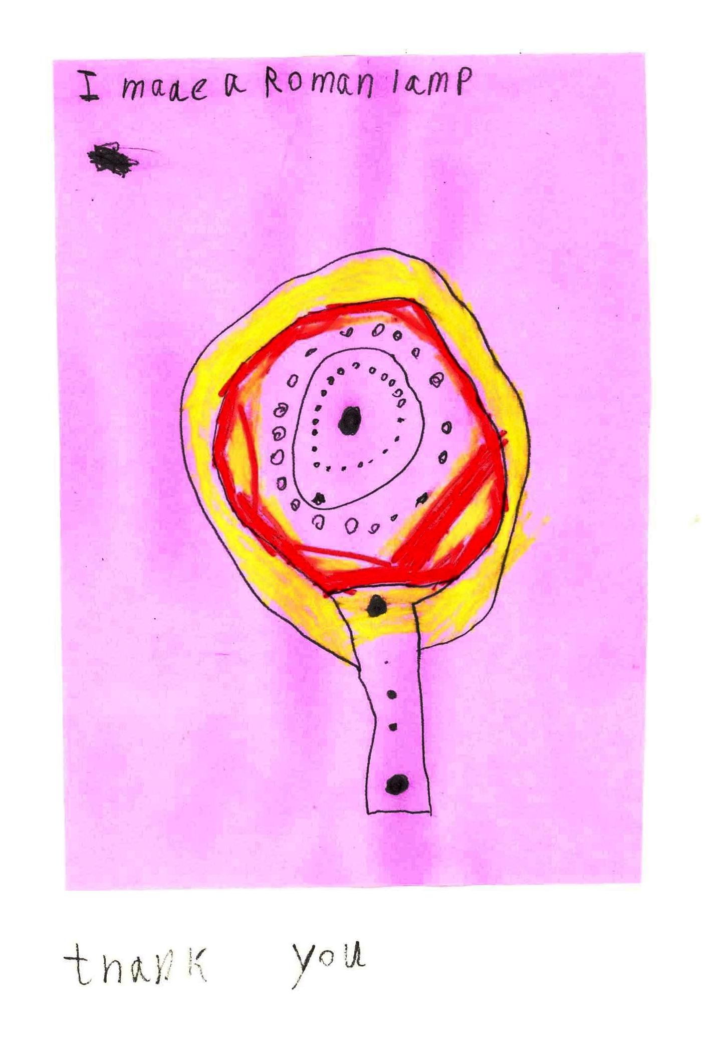 Drawing of a Roman lamp by a primary school child