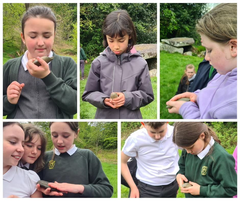 Exploring Haylie Chambered Cairn with pupils from St Mary’s Primary School 
